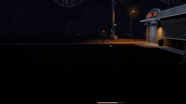 Red-eyed figures come out of the dark parking lot while a teammate runs for the diner's front door